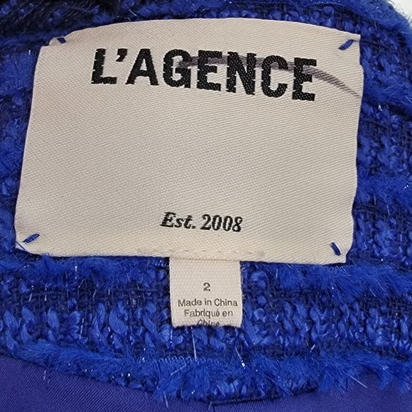 L'AGENCE Angelina Tweed Blazer, Twilight Blue, Women's Size 2, NWOT - Picture 8 of 9